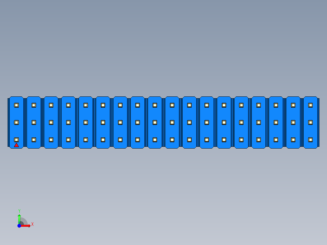 彩色公头100mil（2.54mm）系列-DS1021_blue_3x18p_100mil_Type43_rev1.0前视图