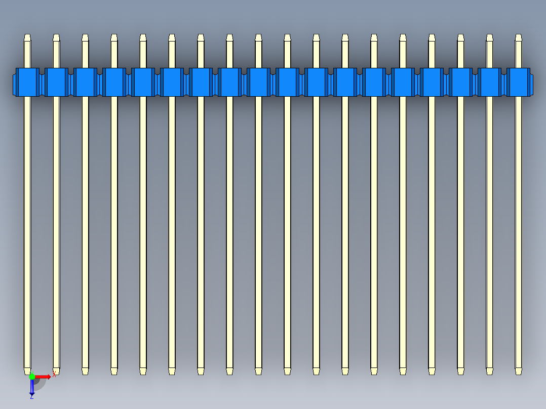 彩色公头100mil（2.54mm）系列-DS1021_blue_3x18p_100mil_Type43_rev1.0俯视图