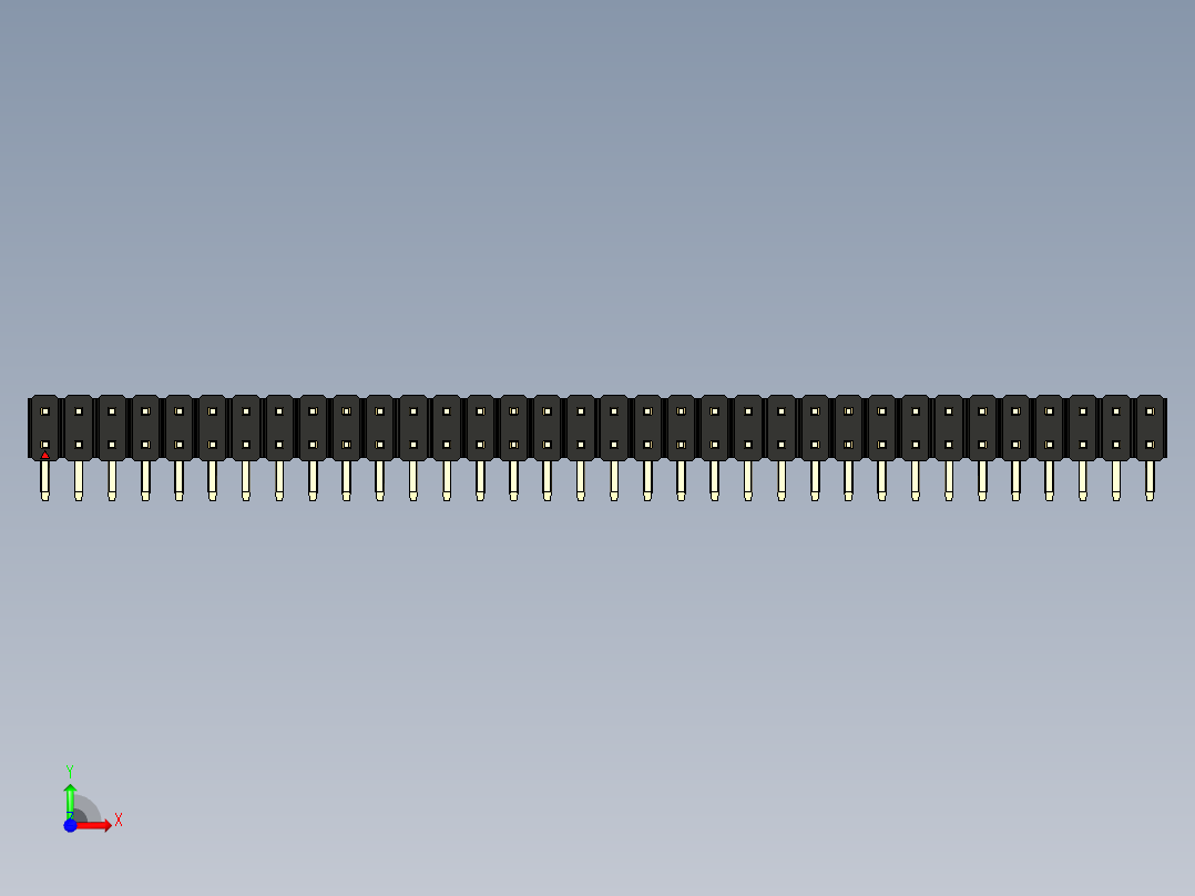 彩色公排针 100mil 2.54mm 系列-DS1022_black_2x34p_100mil_TypeD_rev1.0前视图
