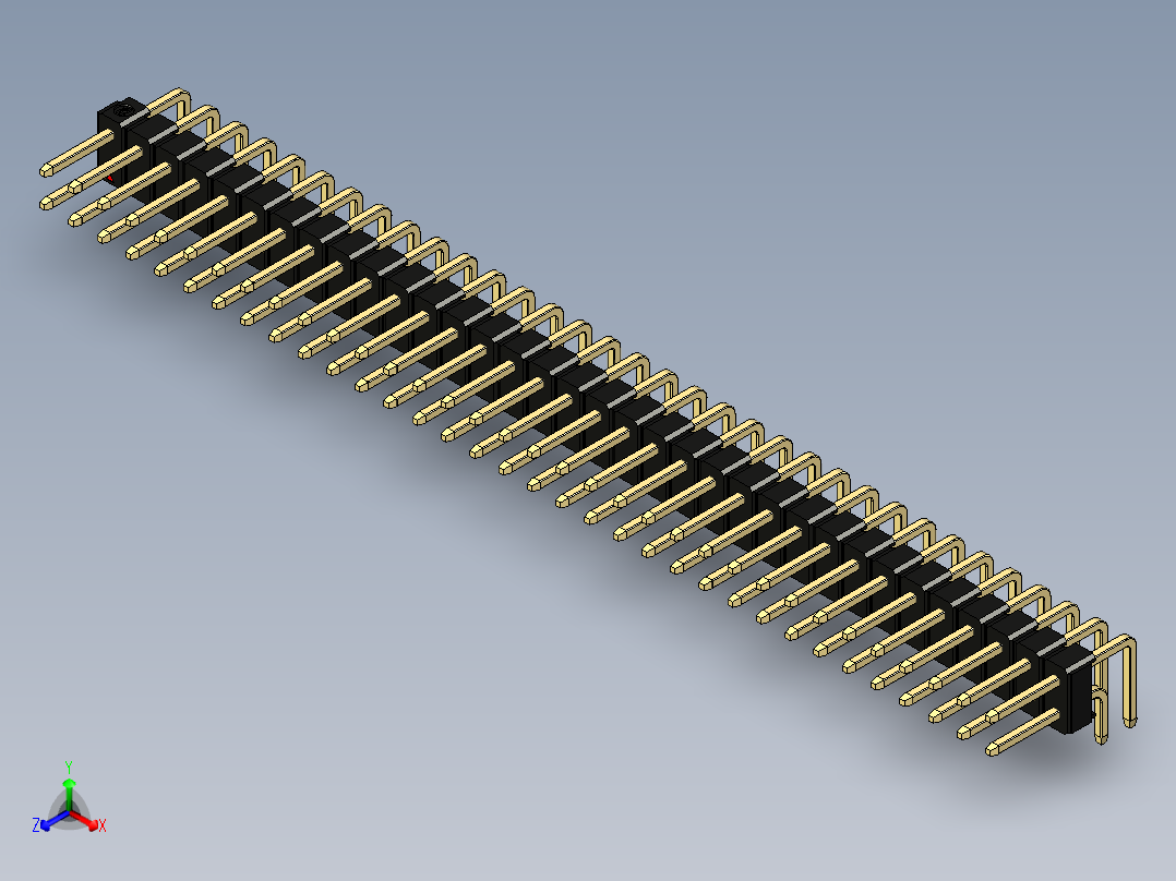 彩色公排针 100mil 2.54mm 系列-DS1022_black_2x34p_100mil_TypeD_rev1.0正等轴测图