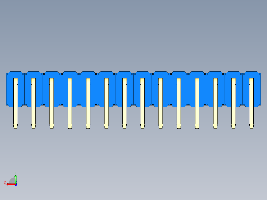 彩色公排针 100mil 2.54mm 系列-DS1022_blue_2x14p_100mil_TypeD_rev1.0后视图
