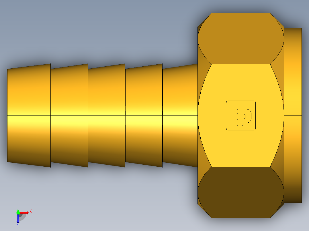倒齿式工业管接头Hose Barb to Swivel Female Ball-End 128HBLSV-8-8俯视图