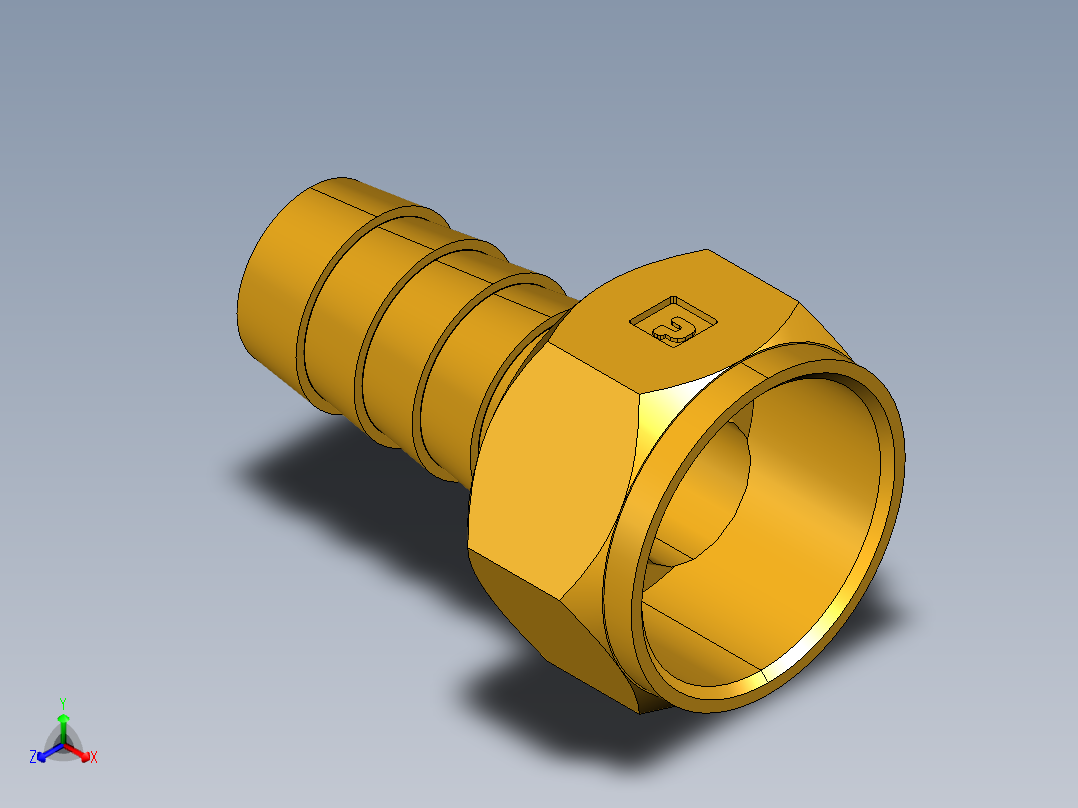 倒齿式工业管接头Hose Barb to Swivel Female Ball-End 128HBLSV-8-8正等轴测图