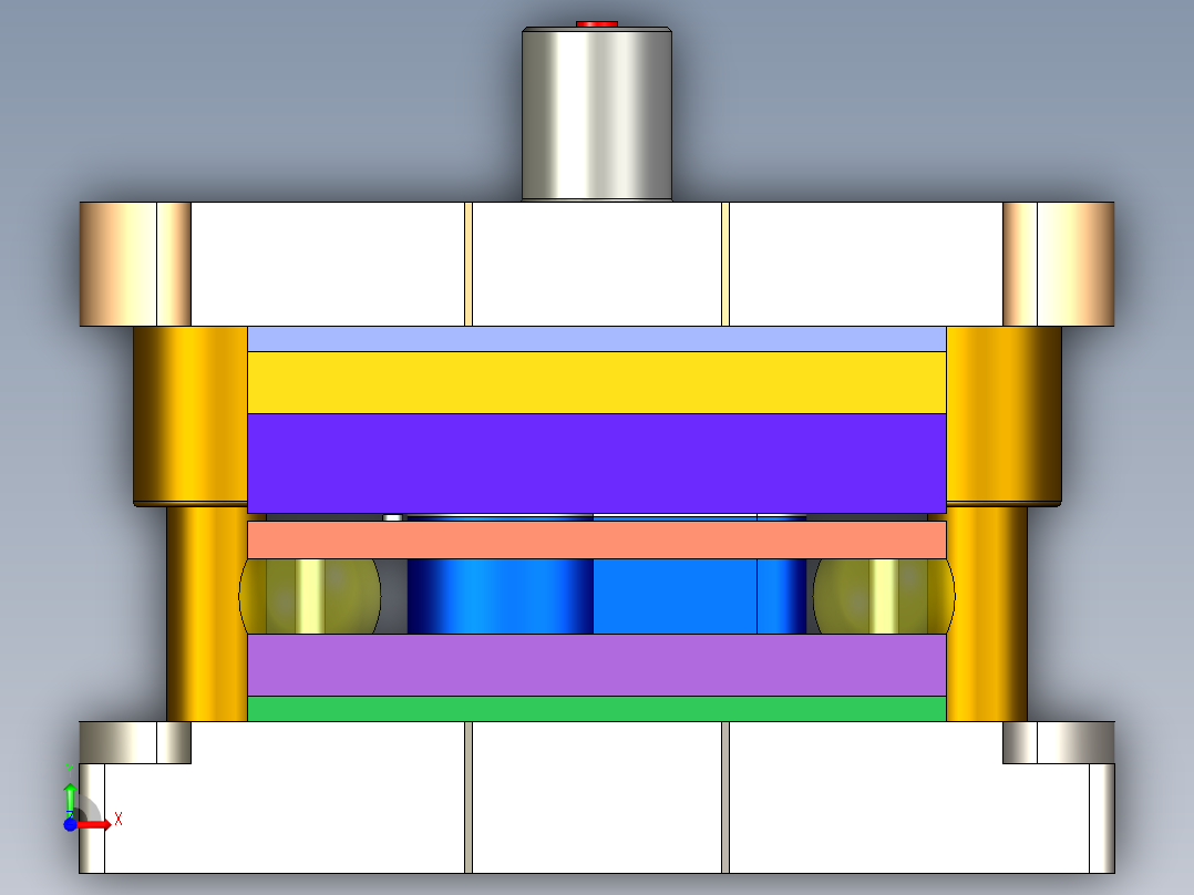 垫片冲孔落料复合模（CAD图+Proe三维）前视图