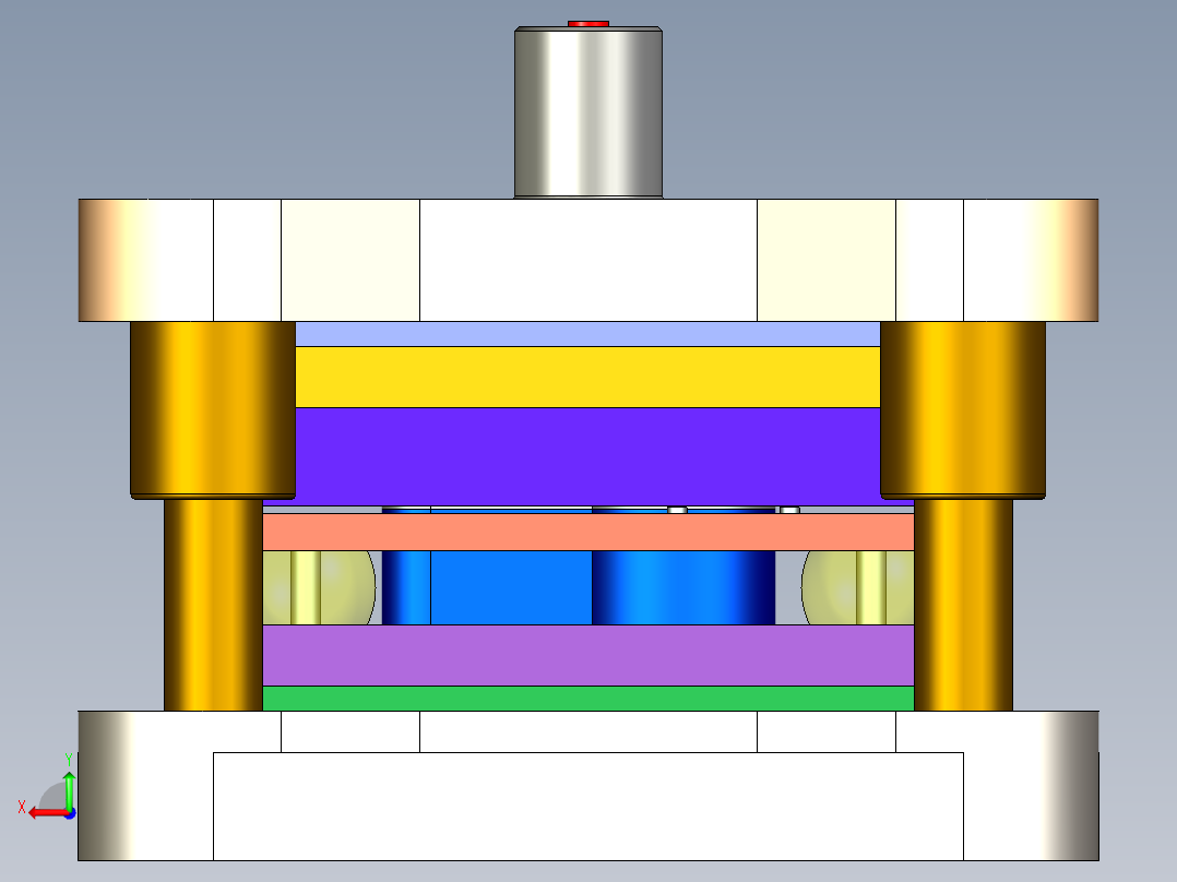 垫片冲孔落料复合模（CAD图+Proe三维）后视图