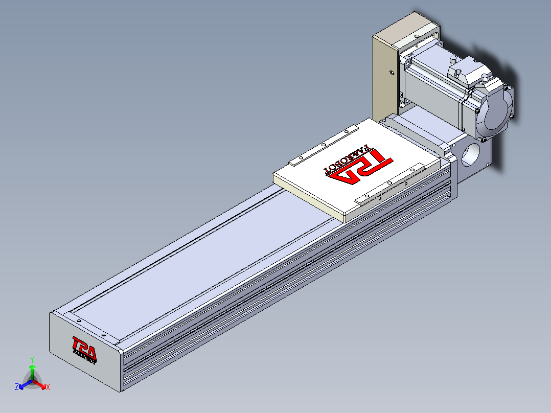 同步带全封闭直线模组TPA-HCB-110D-90-L300-RU-Y-P40-N3正等轴测图
