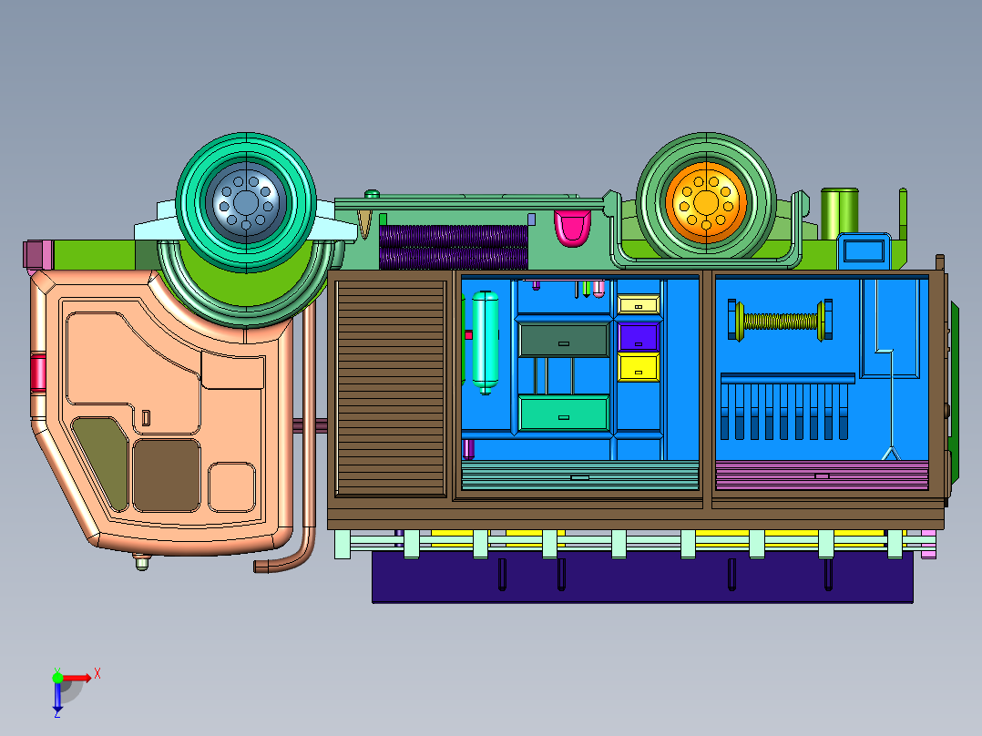 四轮水罐消防灭火消防车俯视图