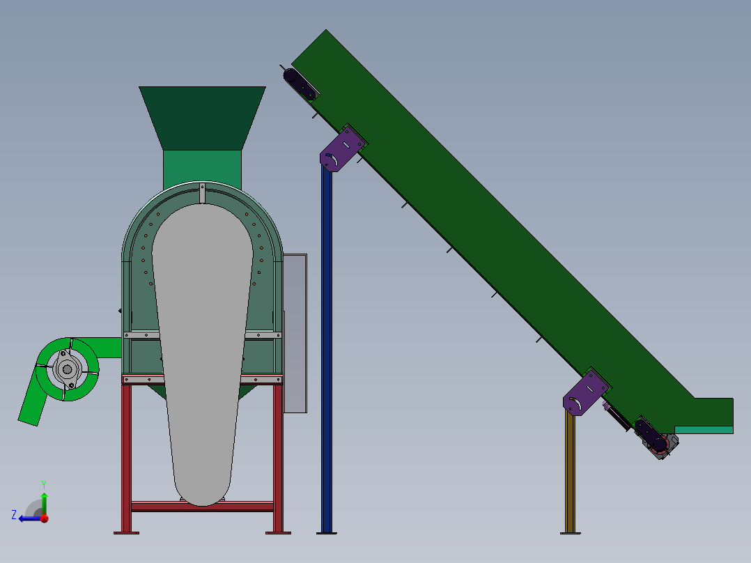 玉米脱粒机三维模型资料右视图
