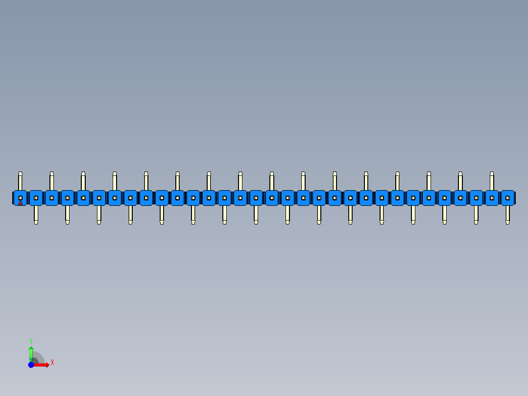 彩色公排针 100mil 2.54mm 系列-DS1022_blue_32p_100mil_Type_SMT_R1_rev1.0前视图
