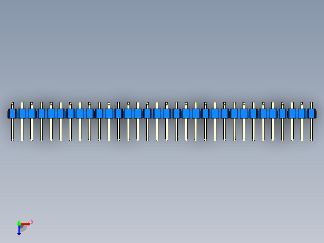 彩色公排针 100mil 2.54mm 系列-DS1022_blue_32p_100mil_Type_SMT_R1_rev1.0俯视图