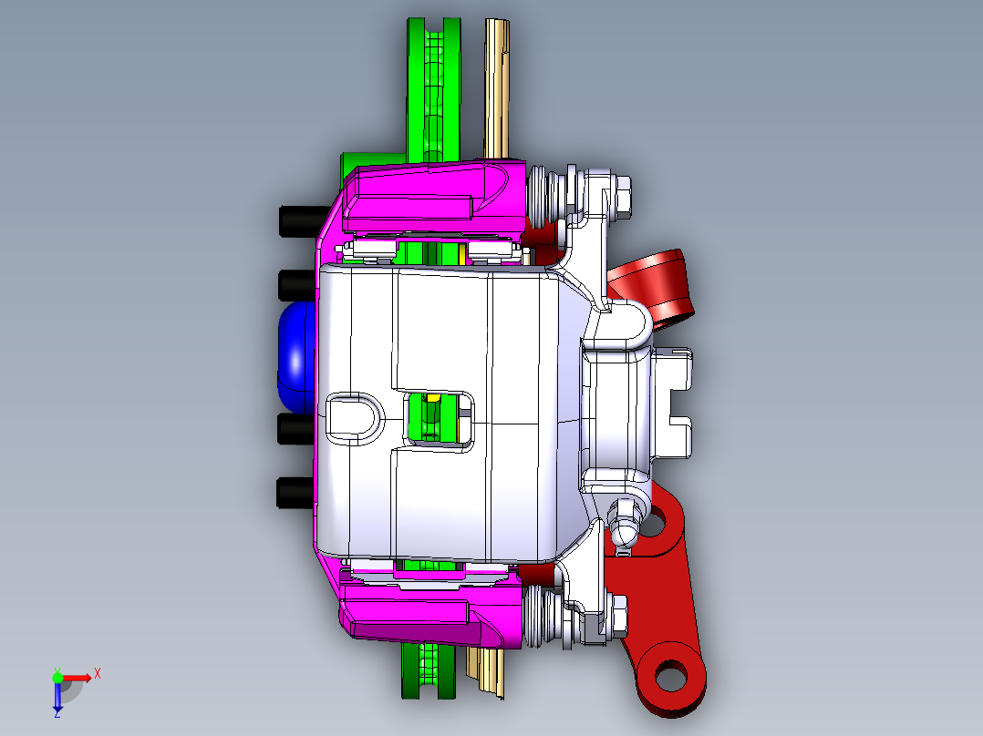 微信汽车盘式制动器设计【含三维catia+CAD图+文档】俯视图