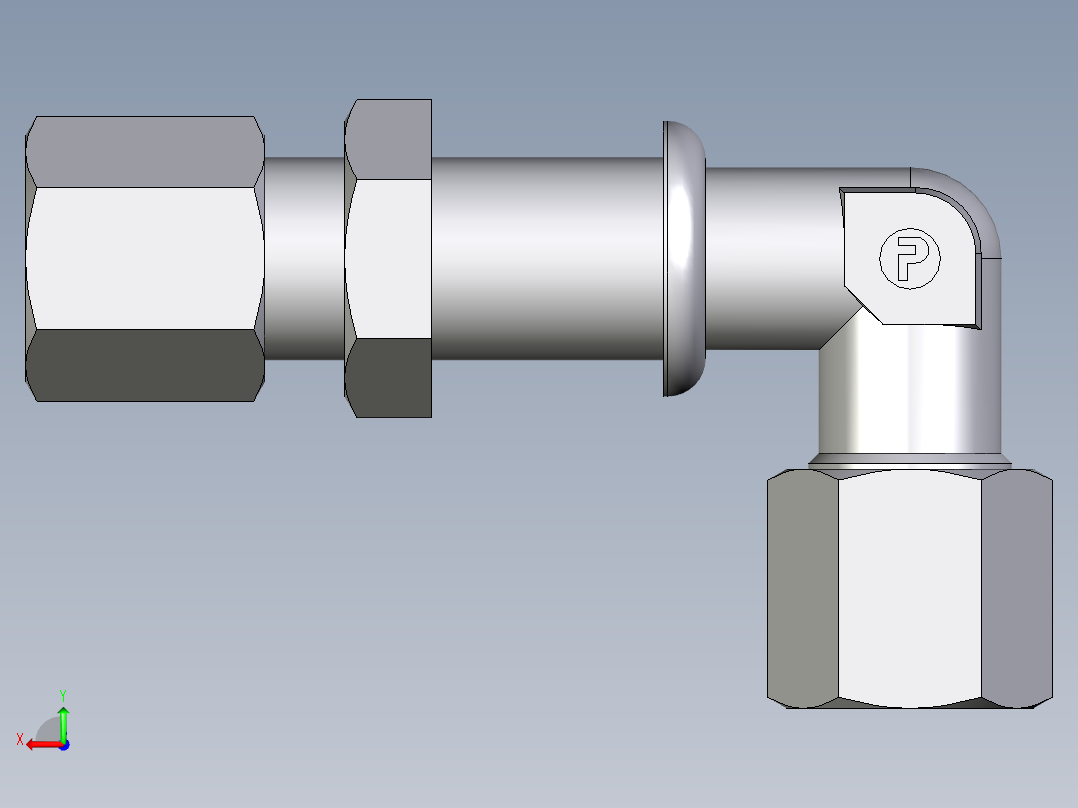 卡套式工业通用硬管接头EO_Bulkhead_elbow_WSV06S71后视图