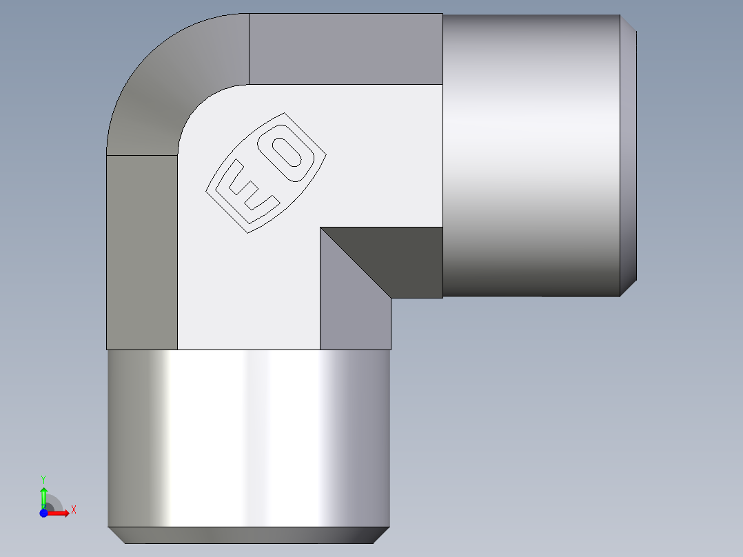 卡套式工业通用硬管接头EO_Union_elbow_W10L71X前视图