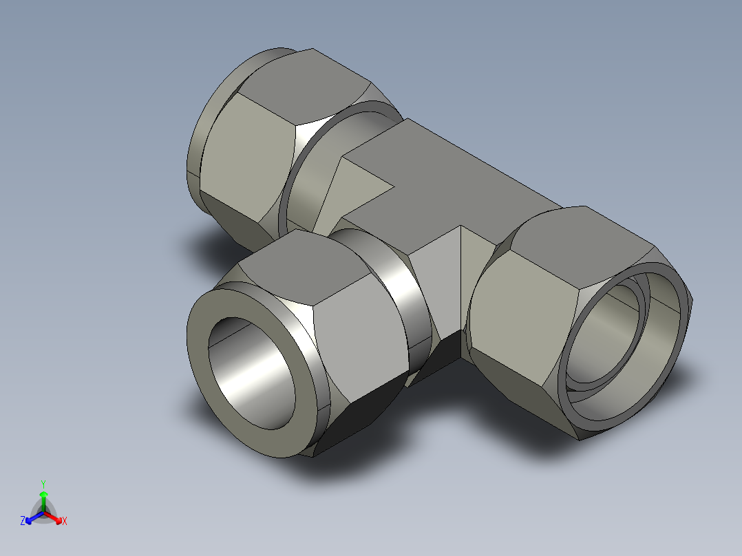 卡套式工业通用硬管接头16_r6bu-s正等轴测图