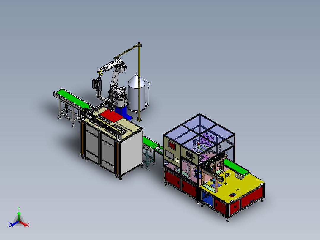 数码电子自动组装生产线sw17可编辑正等轴测图