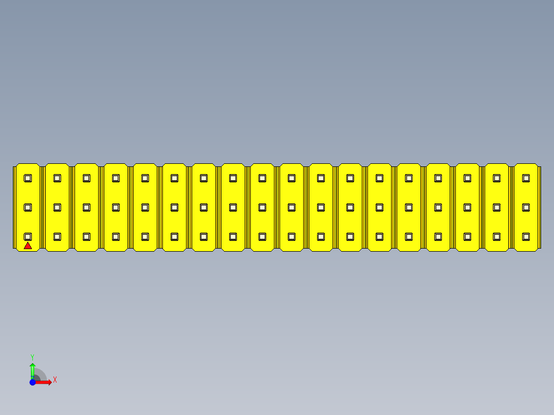 彩色公头100mil（2.54mm）系列-DS1021_yellow_3x18p_100mil_Type5_rev1.0前视图