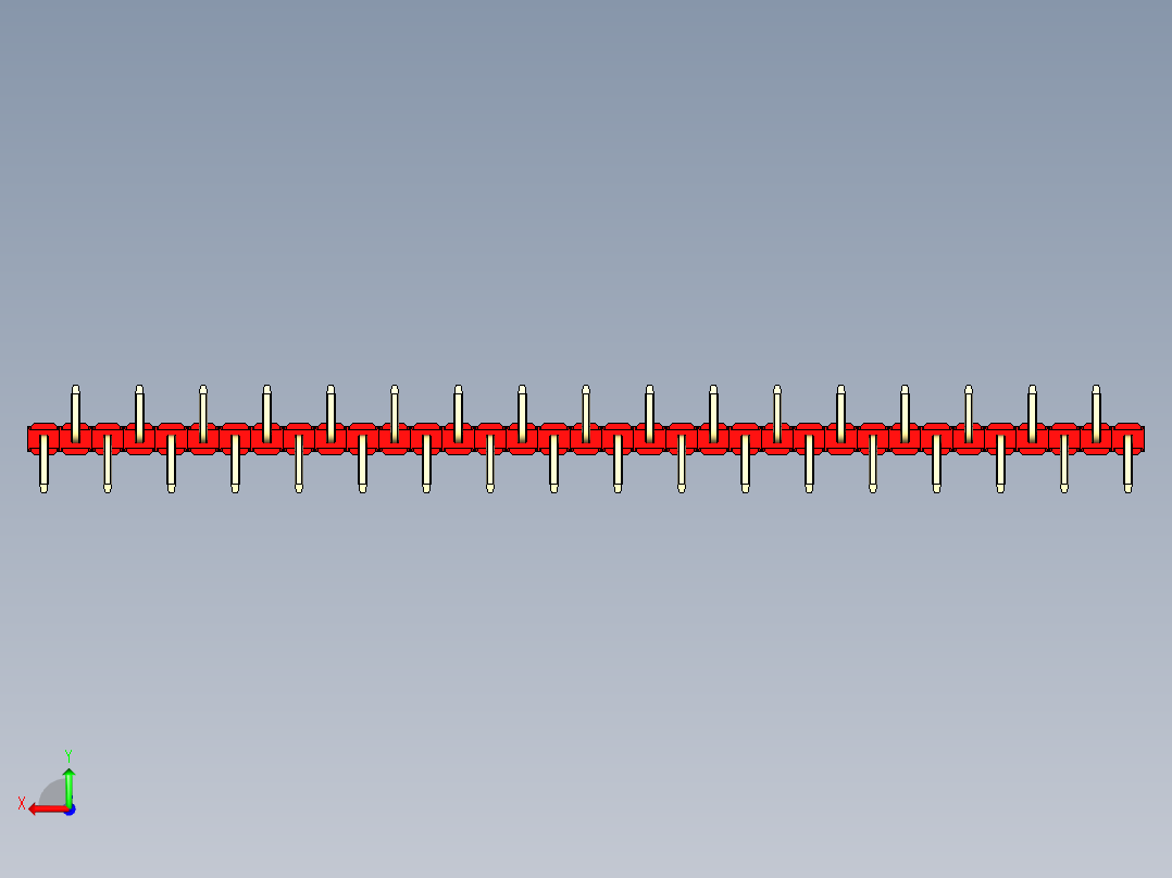 彩色公排针 100mil 2.54mm 系列-DS1022_red_35p_100mil_Type_SMT_R2_rev1.0后视图