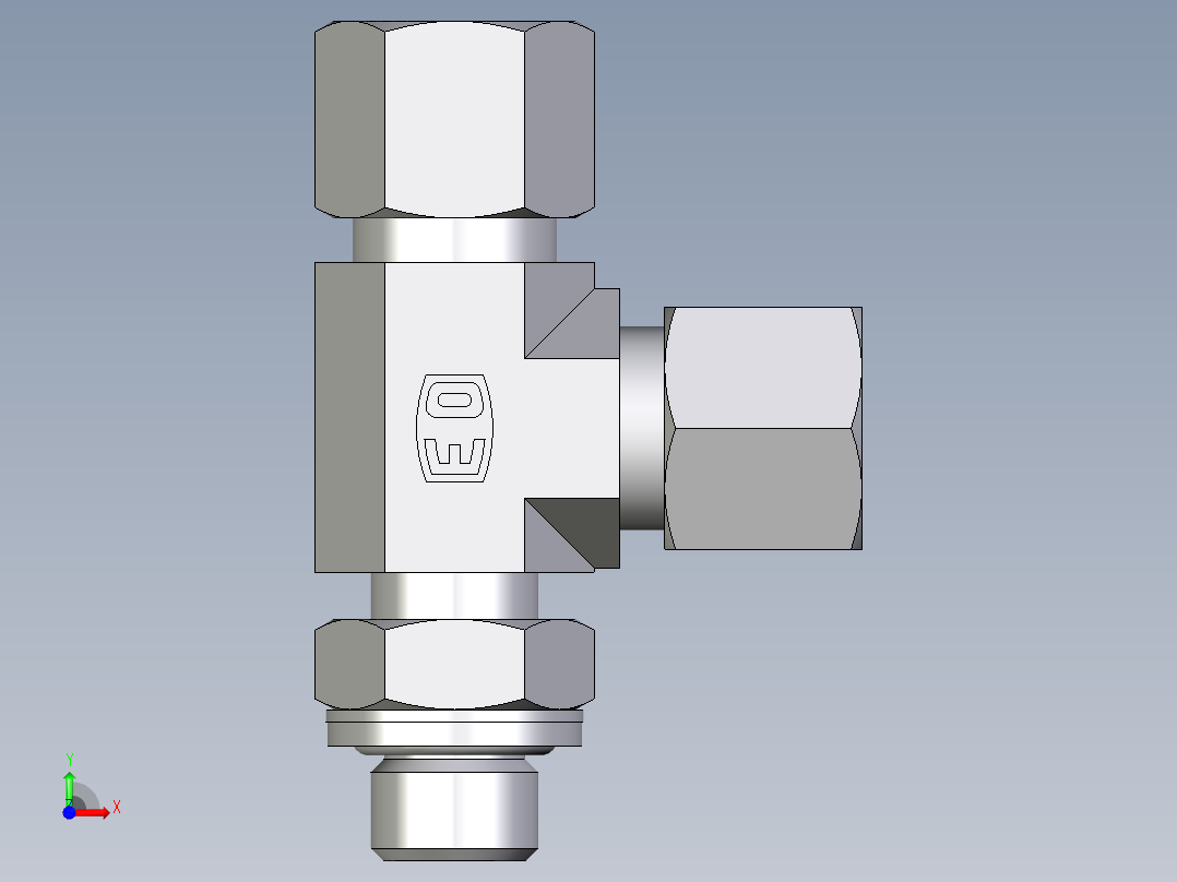 卡套式工业通用硬管接头EO_Adjustable_locknut_run_tee_LEE10LRCF前视图