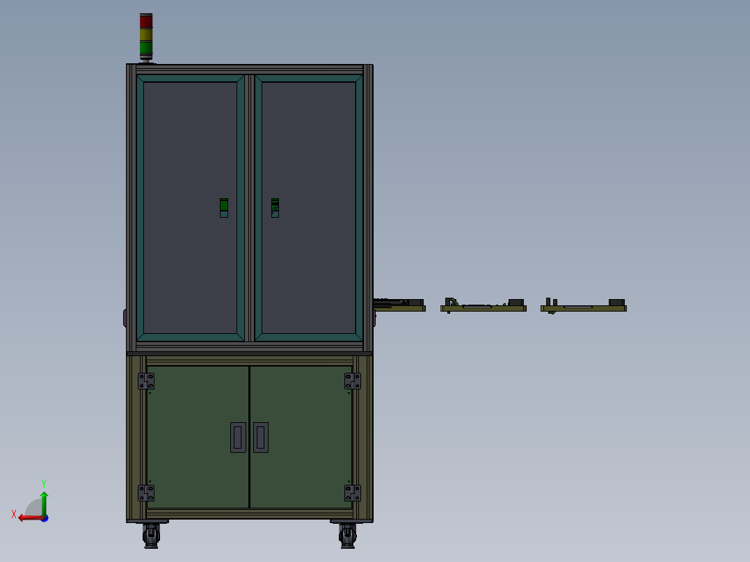 在线产品外观检测机3D模型 非标自动化设备3D图纸3D模型后视图