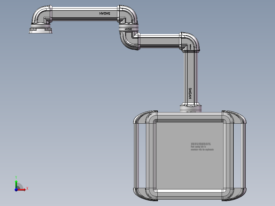 向下顶座+中间连接器+转角+箱体连接器+控制箱前视图