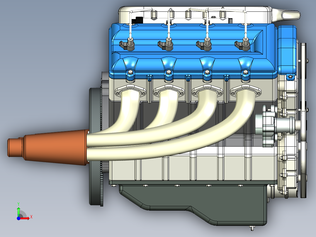 八缸发动机前视图