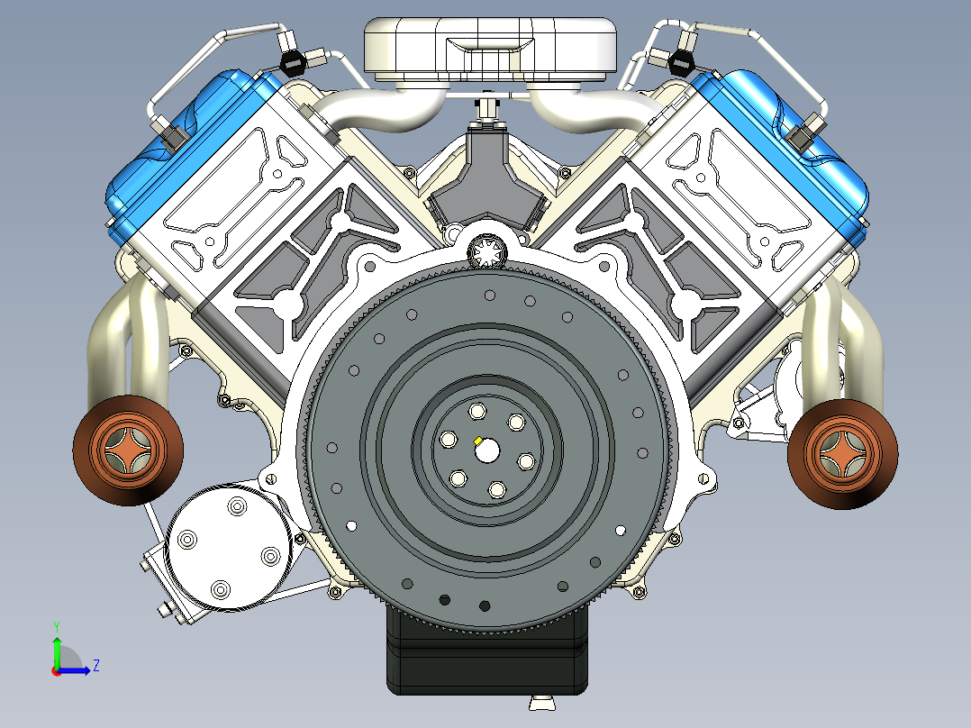 八缸发动机左视图