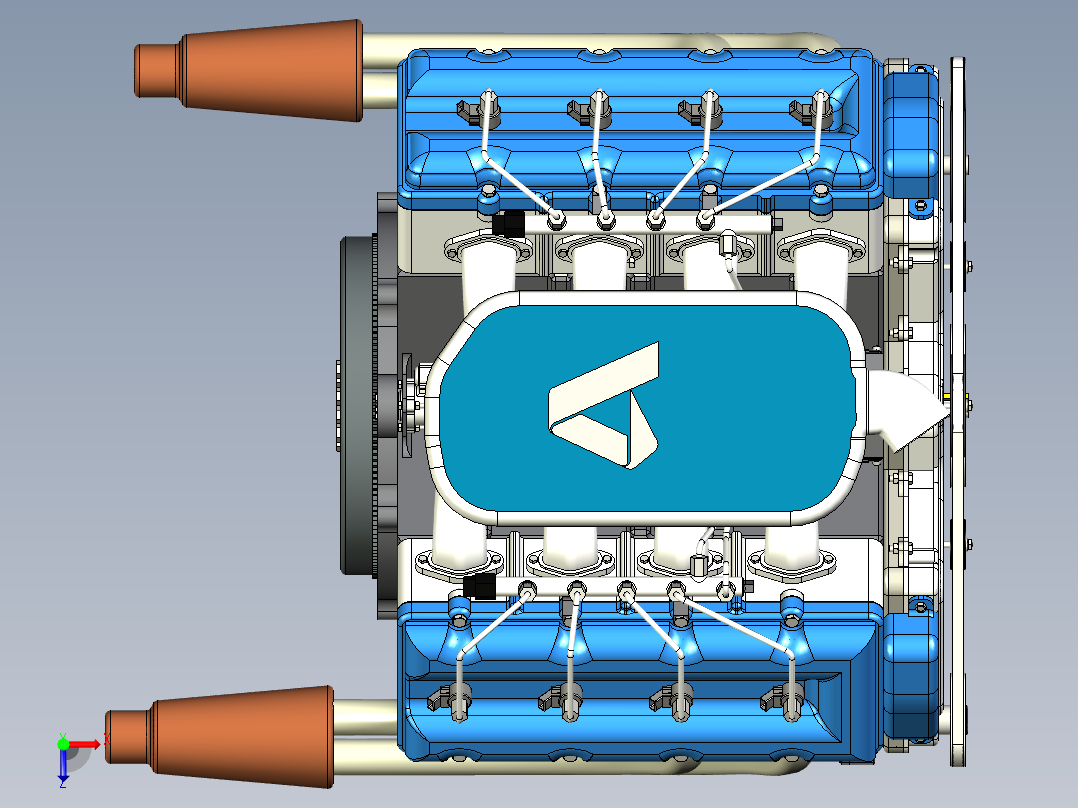 八缸发动机俯视图