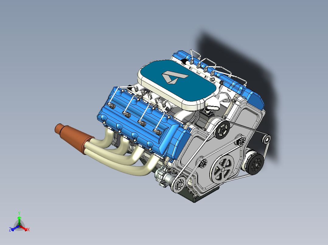 八缸发动机正等轴测图
