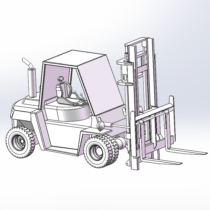 6款自动叉车3d图打包液压叉车solidworks三维模型图叉车图纸资料