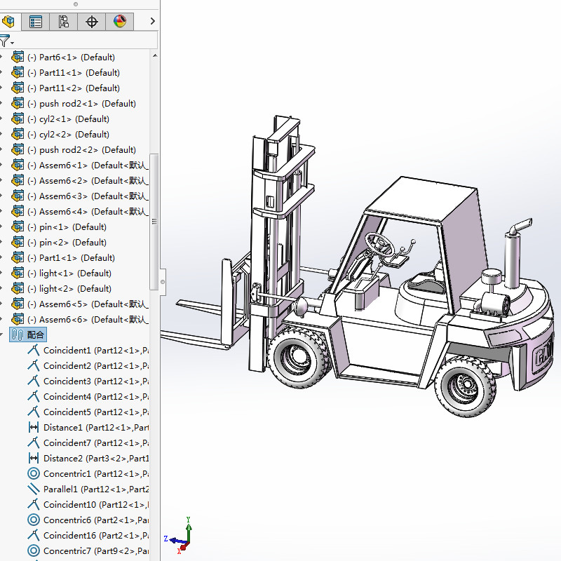 6款自动叉车3d图打包液压叉车solidworks三维模型图叉车图纸资料