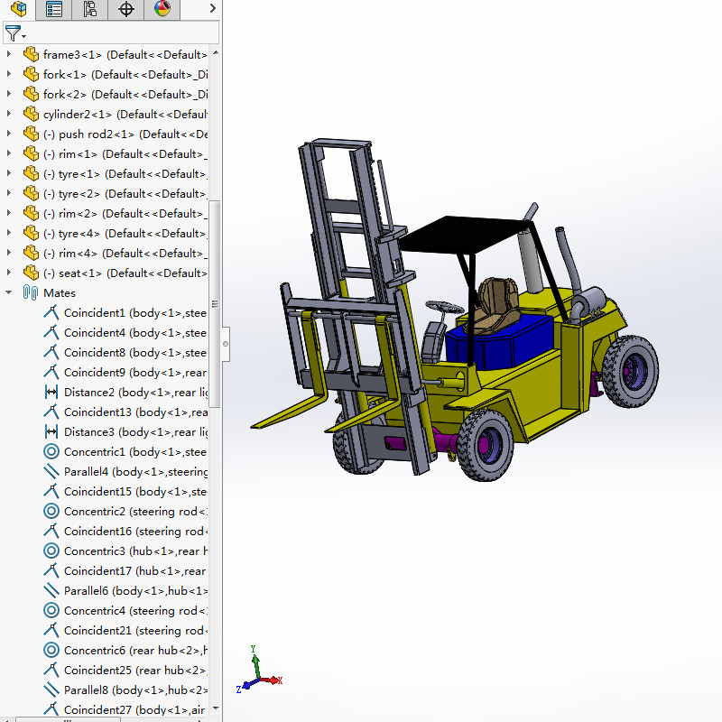 6款自动叉车3d图打包液压叉车solidworks三维模型图叉车图纸资料