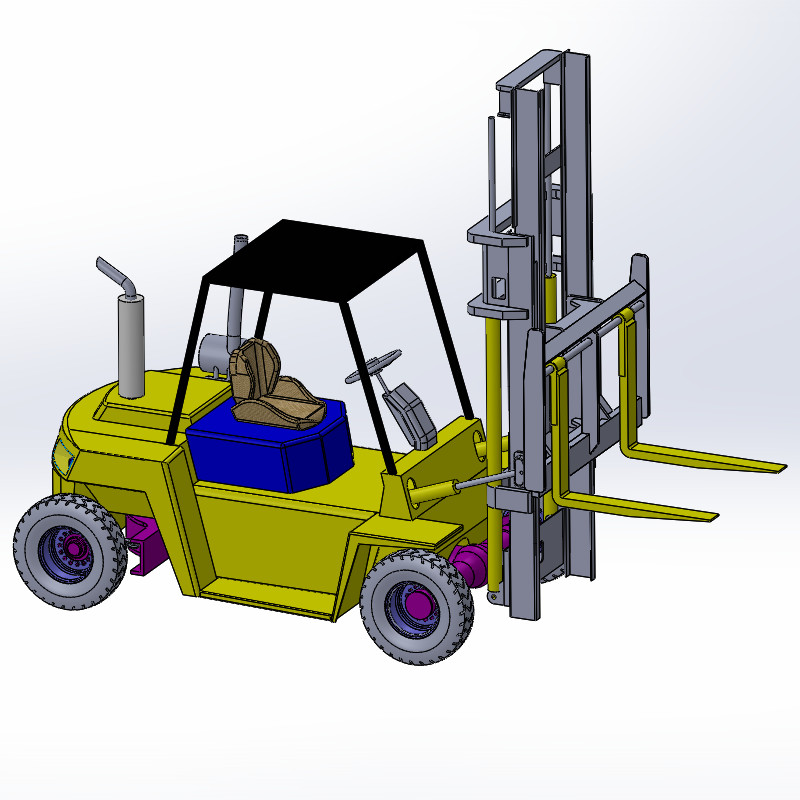 6款自动叉车3d图打包液压叉车solidworks三维模型图叉车图纸资料