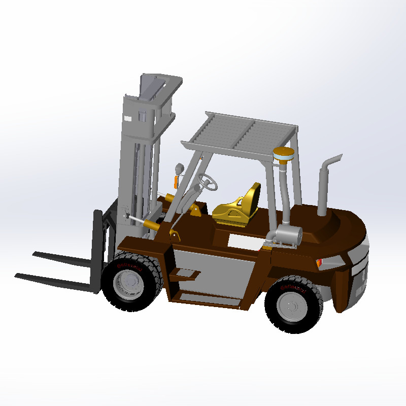 6款自动叉车3d图打包液压叉车solidworks三维模型图叉车图纸资料