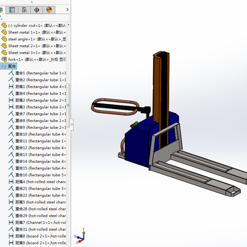6款自动叉车3d图打包液压叉车solidworks三维模型图叉车图纸资料