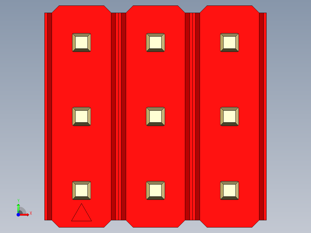 彩色公头100mil（2.54mm）系列-DS1021_red_3x03p_100mil_Type1_rev1.0前视图