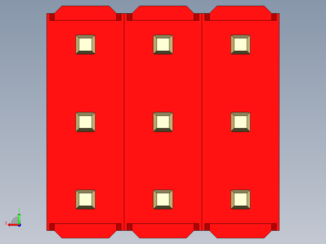 彩色公头100mil（2.54mm）系列-DS1021_red_3x03p_100mil_Type1_rev1.0后视图