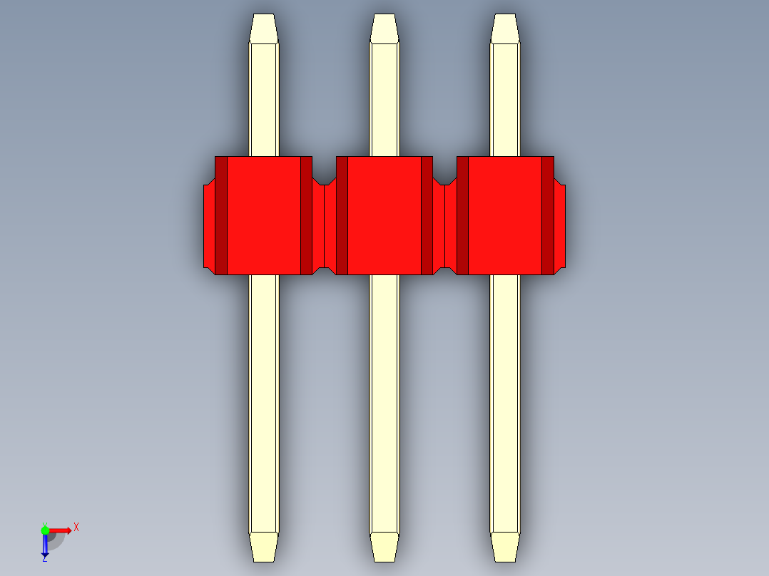 彩色公头100mil（2.54mm）系列-DS1021_red_3x03p_100mil_Type1_rev1.0俯视图