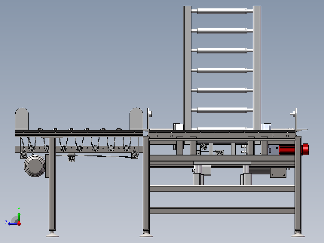 流水线九十度翻转机构设计右视图
