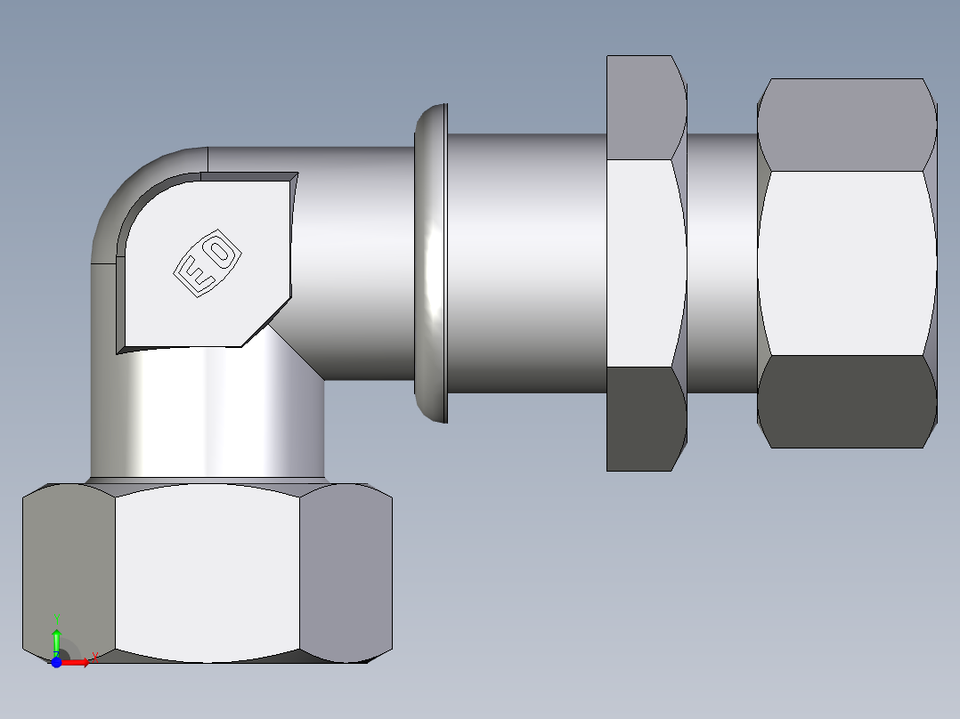 卡套式工业通用硬管接头EO_Bulkhead_elbow_WSV18L71前视图