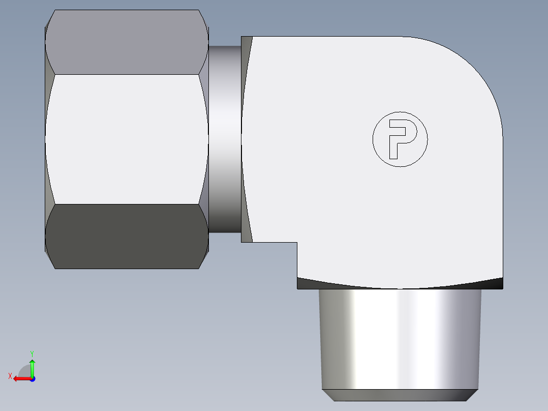 卡套式工业通用硬管接头EO_Male_stud_elbow_WE12SRCF后视图