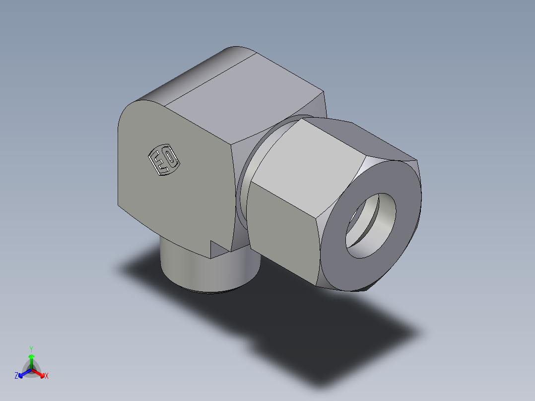 卡套式工业通用硬管接头EO_Male_stud_elbow_WE12SRCF正等轴测图