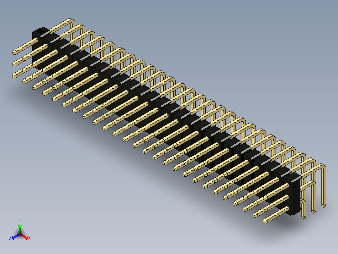 彩色公排针 100mil 2.54mm 系列-DS1022_black_3x26p_100mil_TypeD_rev1.0正等轴测图