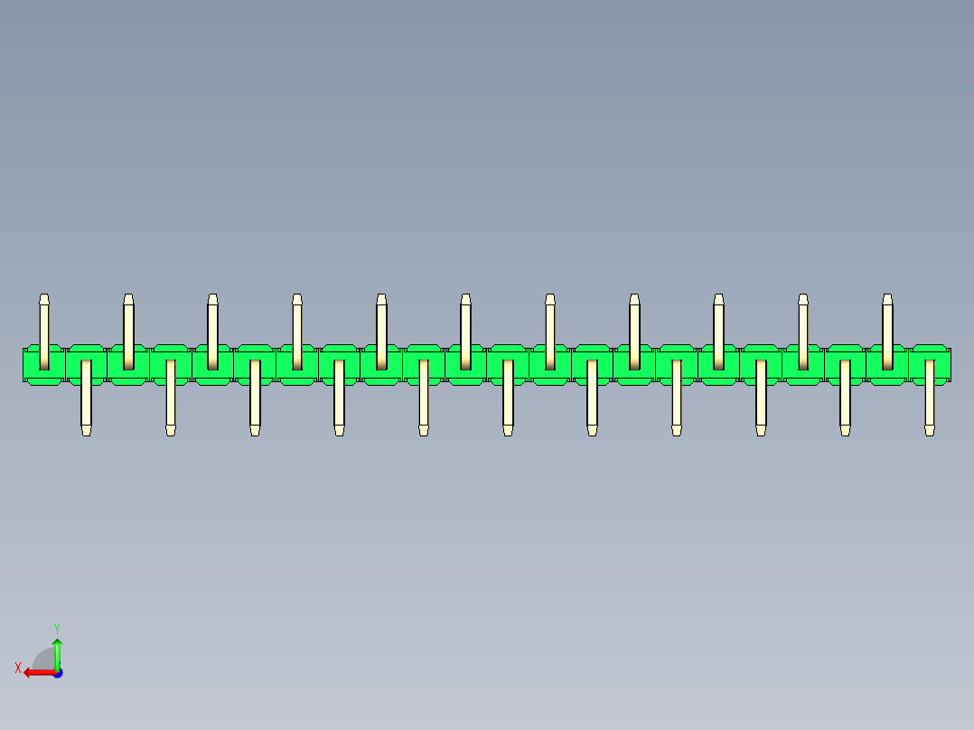 彩色公排针 100mil 2.54mm 系列-DS1022_green_22p_100mil_Type_SMT_R2_rev1.0后视图