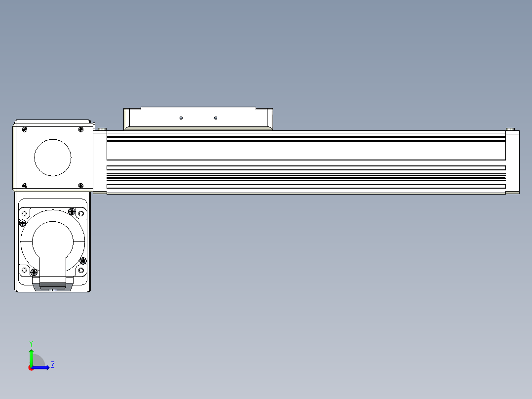 同步带全封闭直线模组TPA-HCB-105D-90-L150-LP-Y-P20-N3左视图
