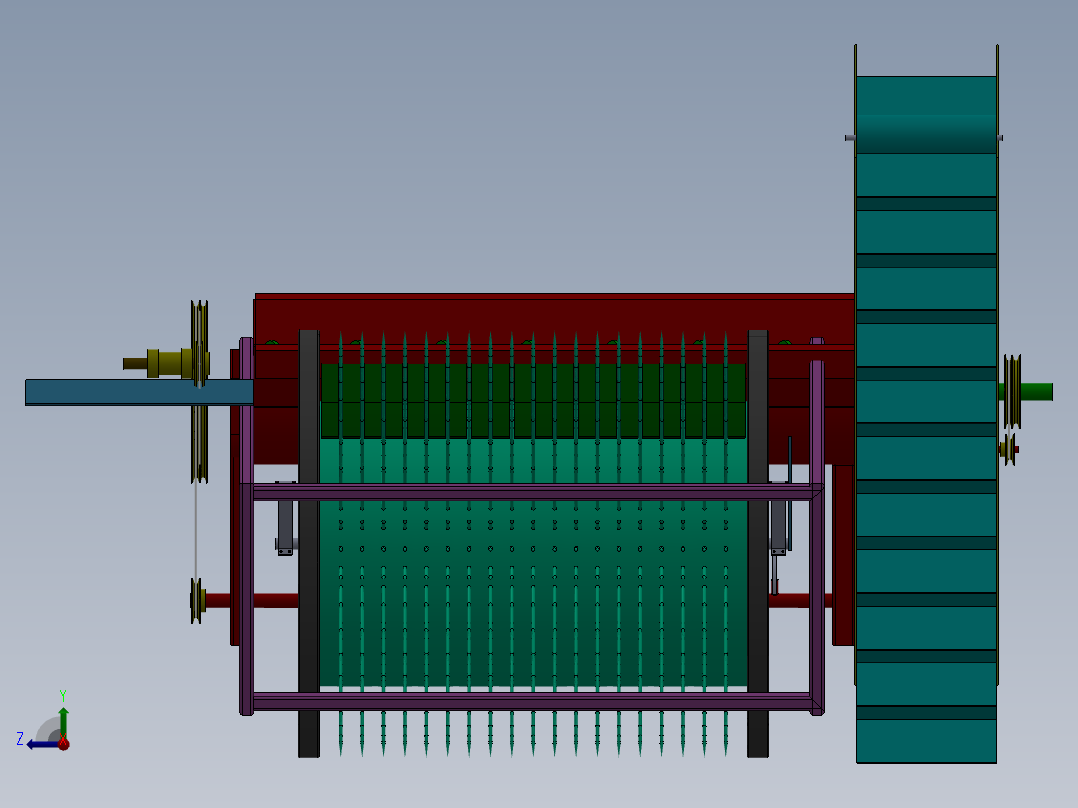 打瓜收获机设计（含三维SW模型+CAD图纸+说明书）右视图