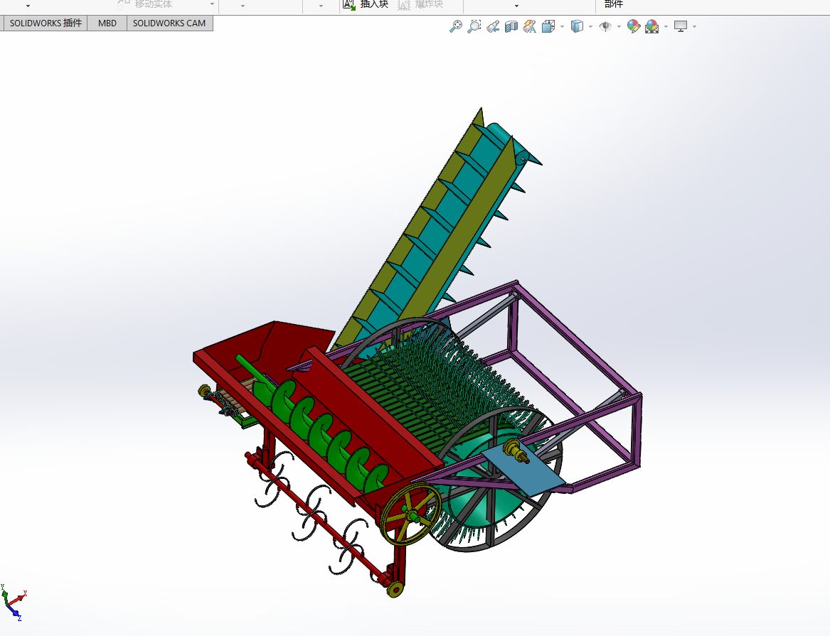打瓜收获机设计（含三维SW模型+CAD图纸+说明书）