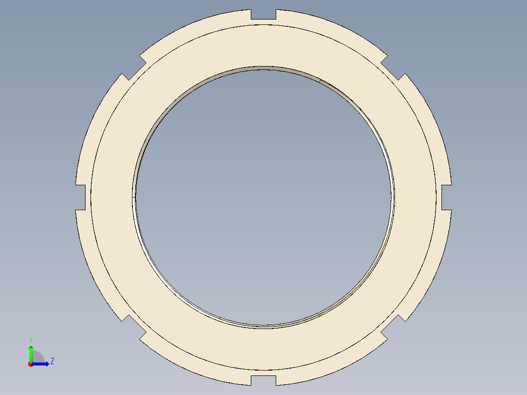 钩形扳手用开槽圆螺母左视图