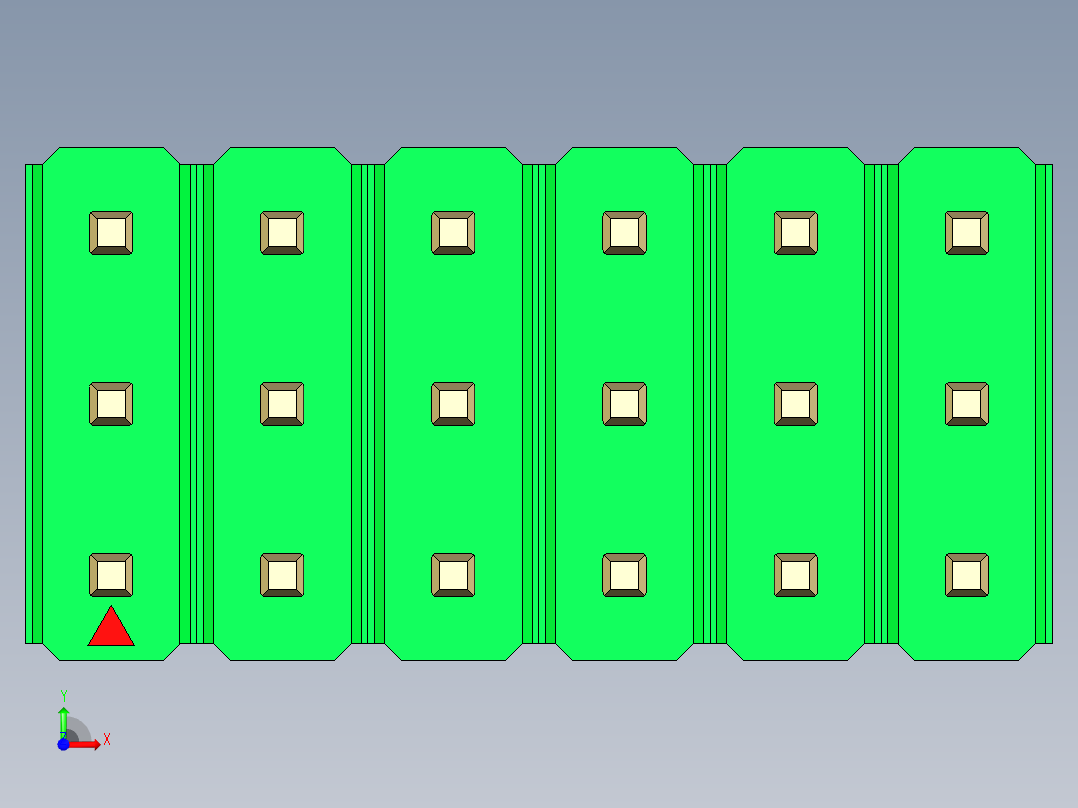 彩色公头100mil（2.54mm）系列-DS1021_green_3x06p_100mil_Type19_rev1.0前视图