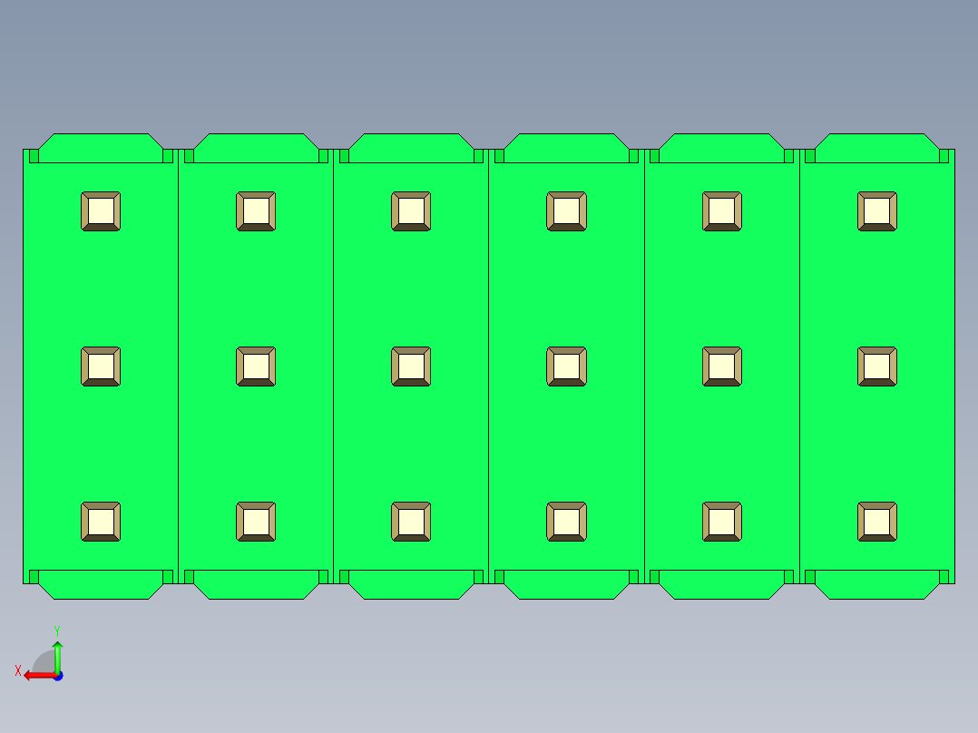 彩色公头100mil（2.54mm）系列-DS1021_green_3x06p_100mil_Type19_rev1.0后视图