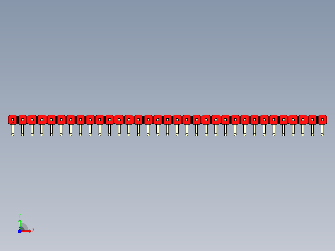 彩色公排针 100mil 2.54mm 系列-DS1022_red_1x33p_100mil_TypeD_rev1.0前视图